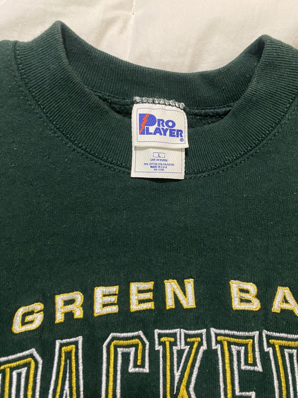 Vintage Pro Player Green Bay Packers Sweatshirt Mens L Green Crew Neck