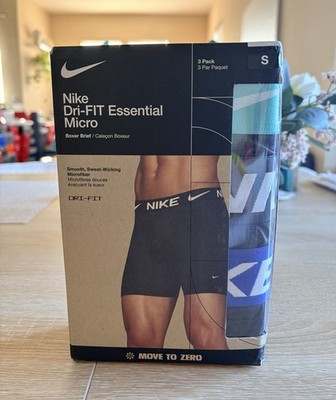 Men's Nike Dri-FIT Essential Micro Boxer Briefs 3-PACK -  Black Blue Teal- Small