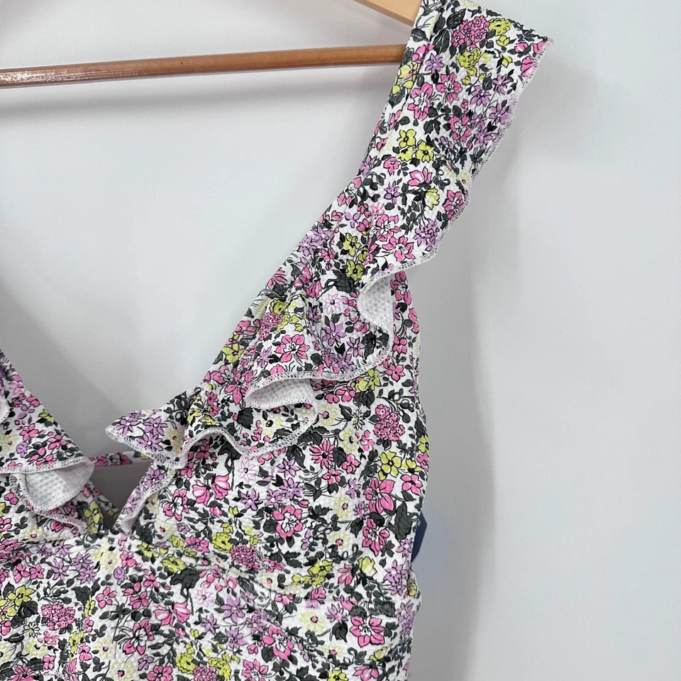 Traje de baño Lands' End Piqué con volantes de una pieza blanco multi ditsy floral 12 nuevo sin etiquetas Foto 2 de 4
