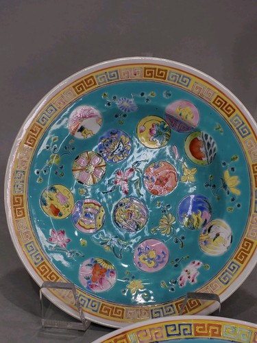 Lot Of 4 Early 20th Century Chinese Porcelain Famille Rose Ball Flowers Plate"A" - Picture 14 of 15