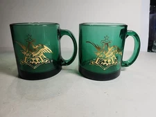Anheuser-Busch Green Glass Coffee Cups Two