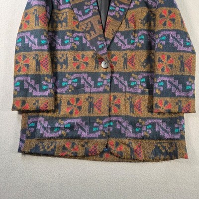 Vintage Judy Knapp Blazer Womens Medium Tribal Aztec 1 Button