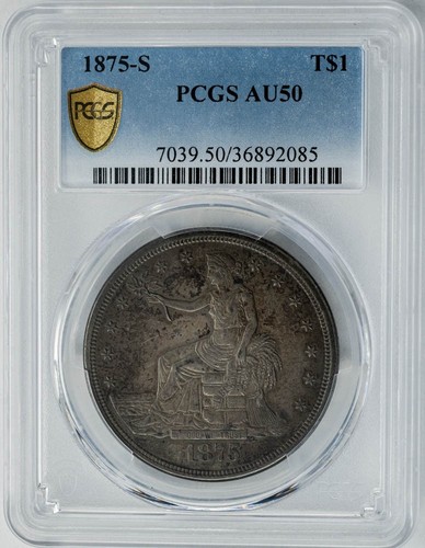1875-S Trade Dollar $ AU50 Secure PCGS 950480-9 - Bild 1 von 5