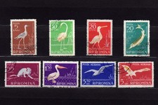 ROMANIA #1194-1199, C53-C54 USED BIRDS, STURGEON & ERMINE