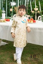 AO DAI CON TRAI BOY CReam White 5-6 Years