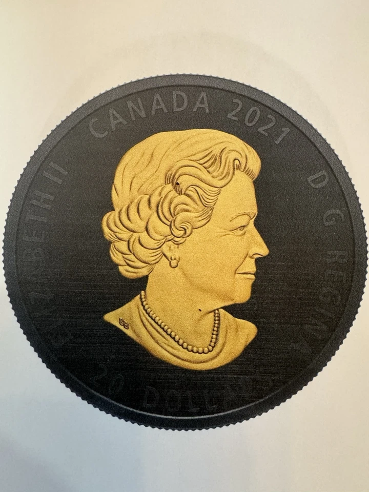 2021 年 1 盎司 99.99% 纯银带镀金加拿大硬币。 灰色狼。  — 第 4/4 张图片