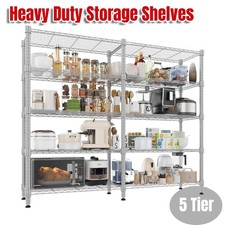60''/72'' Wide Metal Shelves Garage Rack Pantry Shelves Kitchen Shelving Black