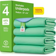 34"x36" Reusable Bedwetting Incontinence Pads for Kids Pets - 4 Pack