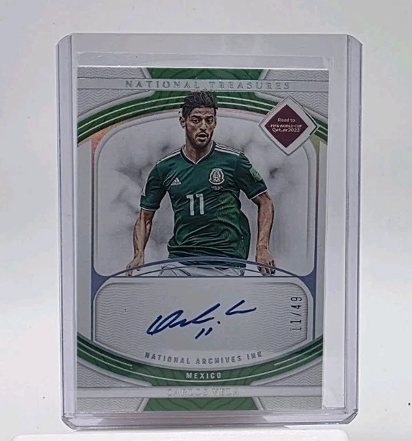 2022 CARLOS VELA 11/49 = 1/1 JERSEY ON CARD AUTO NATIONAL TREASURES FIFA MEXICO