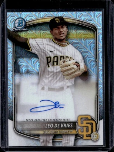 2025 Bowman Chrome Mega Box Leo De Vries Prospect Auto Mojo Refractor #BMA-LD