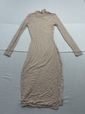 Windsor Beige Ribbed Knit Long Sleeve Maxi Bodycon Dress Medium NWT