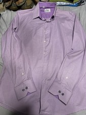 DUCHAMP London Men's Slim Cotton Stretch Dress Shirt 16.5 LARGE Purple 42