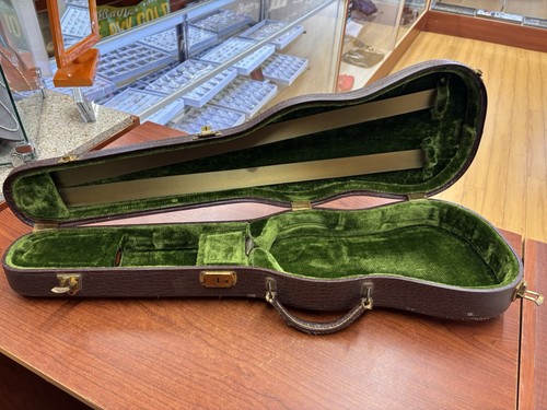 Vintage Lifton Violin Case 4/4 Brown Alligator Green Velvet 1920s