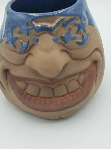 Vtg Figural Art Pottery- Smiling Face Coffee Mug 