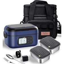 Portable Electric Heated Lunch Box for Adults, Battery-Powered, 2 x 6.3-Cup Capa