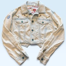 Vintage L.A. Gear Jacket Woemns Medium Blue Denim Studded Western Cropped 80s