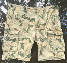 READ Levi's Men's Green Beige Camo Canvas Cargo Shorts Cotton Cargo Pockets