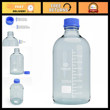 5000ML Borosilicate Glass Storage Bottle - Round Media Container with Blue Cap