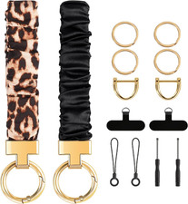 2Pcs Scrunchie Keychain Wristlet for Phone Wrist Strap Car Keys with D Ring