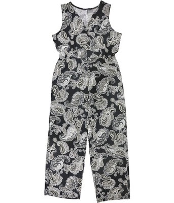 NY Collection Womens Paisley Jumpsuit, Black, Petite, PXL