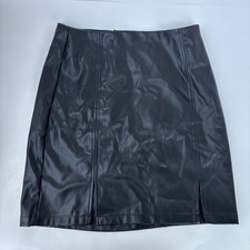 Mangopop size Small Black Pleather Mini Skirt Faux-Leather Punk Club Wear Biker