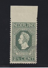 Netherlands Issue of 1913 - 2 1/2 Cent Imperforate at Top (NVPH 90Av) Used RARE