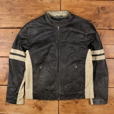 Vintage Danier Leather Jacket M Moto Cafe Racer Biker M Black