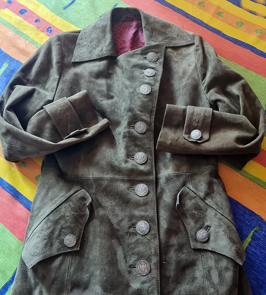 CHAQUETA ABRIGO VINTAGE ELEGANCIA TRACHTEN OKTOBERFEST DIRNDL CUERO MUJER US10/EU38 Foto 4 de 4