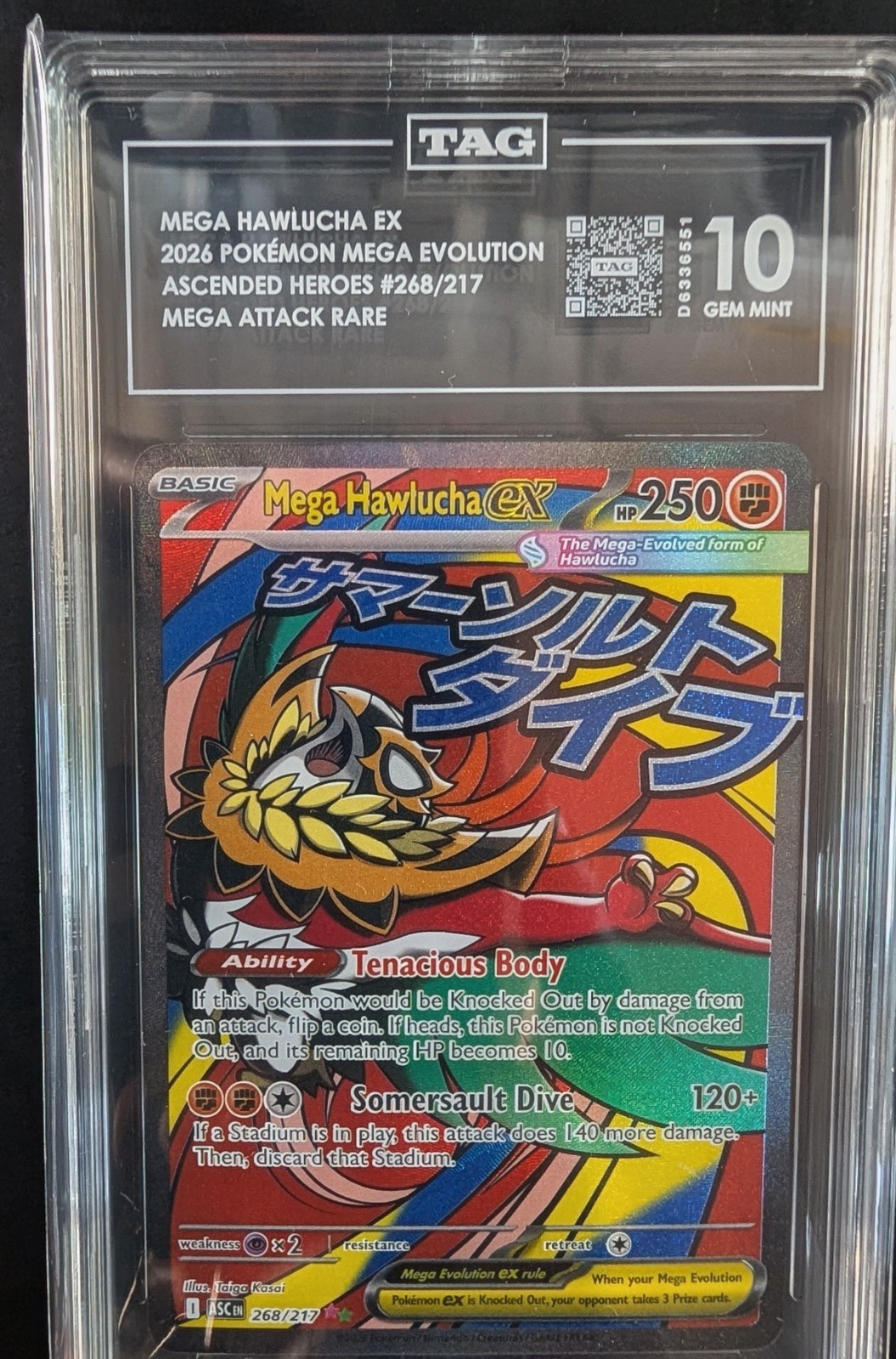 2026 Pokemon Ascended Heroes Mega Hawlucha EX #268/217 Mega Attack Rare TAG 10