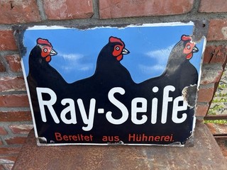 Emailschild Ray Seife um 1919/15 Originalzustand ohne Restauration