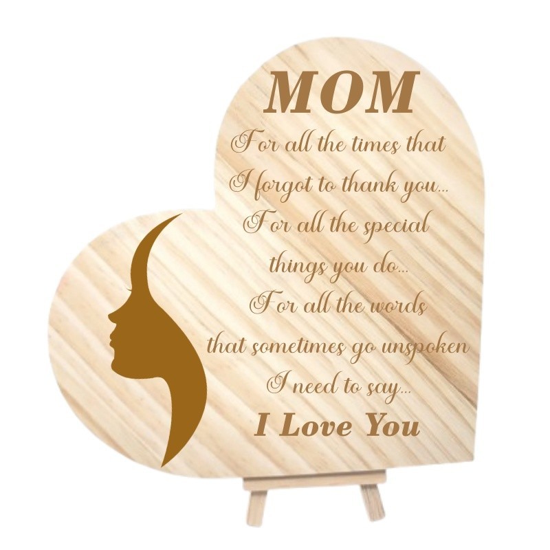 Mom Heart Plaque with Loving Quote Christmas Gift for Mother Home Decor Keepsake