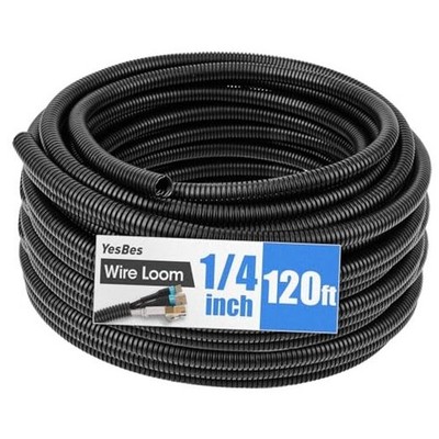 120 FT Wire Loom 1/4 Inch, Split Wire Loom Tubing Conduit, 1/4'' x 120ft-Black