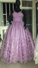 Lavender Floral Embellished Gown, includes top, long skirt, and short skirt