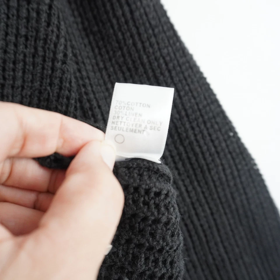 Sudadera con Capucha James Perse Negra Tejida Abierta Cuello en V Suéter Talla 3 LG Mezcla de Algodón Lino Foto 4 de 4