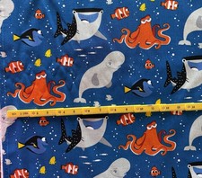 DISNEY PIXAR FINDING DORY NEMO CHARACTERS NAVY CARTOON MOVIE 100 Cotton FABRIC
