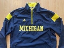 University Of Michigan Wolverines 1/4 Zip Windbreaker Jacket Adidas Men's Medium