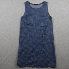 Tommy Hilfiger Dress Womens 6 Chambray Shift Pockets Blue Polka Dot Sleeveless