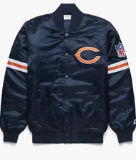 Chicago Bears Navy Blue Bomber Jacket FREE SHIPPING