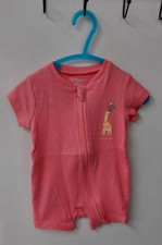 Primark Romper Playsuit 0-3 Month Baby Girls Pink Giraffe Print Long Sleeve