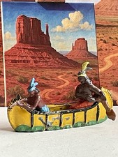 Lead Toy Soldier 2 Indians in a Canoe Britains? Johillco? Cresent?