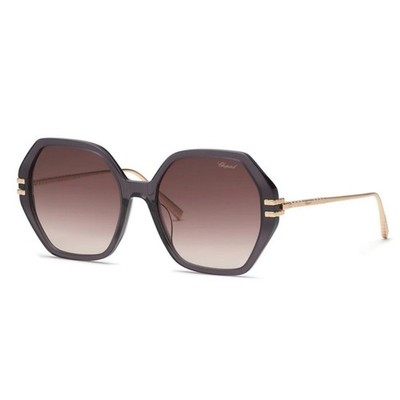 New! Chopard SCH370M 0705 Transparent Grey Ice Cube Sunglasses, Authentic