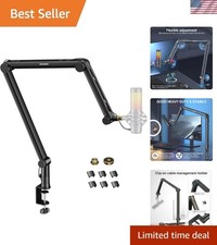 Microphone Arm, AK-49 Adjustable Compact Mic Suspension Boom Scissor Arm Stan...