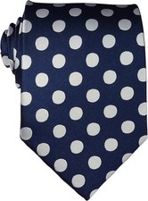 New Classic Men s Polka Dots Silk Tie Necktie   Dark BlueWhite