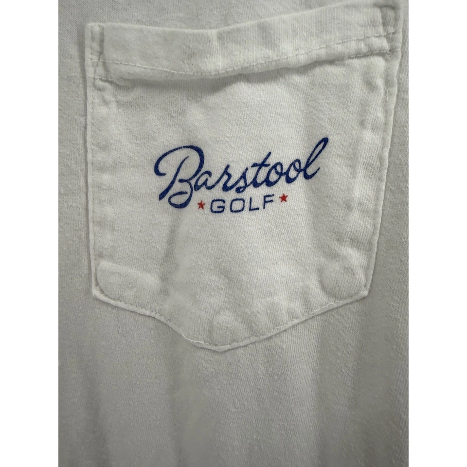 Camiseta Barstool Golf Confort Colores Blanca Manga Larga Bolsillo XL Bandera Americana Foto 2 de 4
