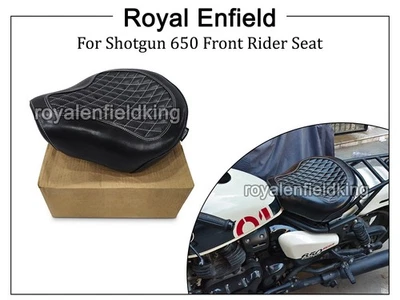 Pour Royal Enfield Fusil 650 " Véritable Cuir Avant Rider Siège Brillant Noir D4 - Photo 1/4