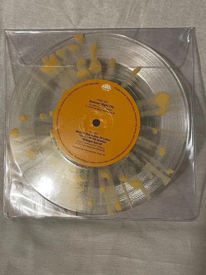 ABBA -Summer Night City- 2018 Record Store Day Clear/splatter Vinyl 7" NM1389 - Image 3 of 3