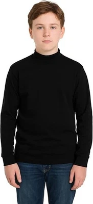 BAHOB 2er-Pack Kinder Mädchen Jungen hochgeschlossene Langarm-Polotops Kragen Shirts Baumwolle gerippt UK