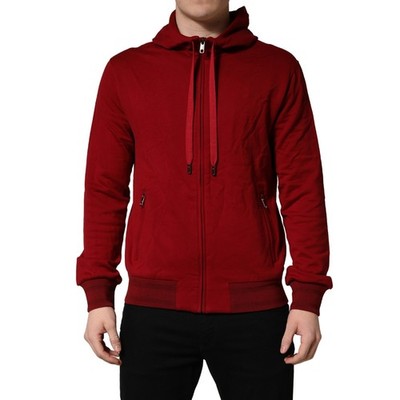 DOLCE & GABBANA Pullover Rot Baumwolle Full Zip Fleece Herren Hoodie IT48/US3...