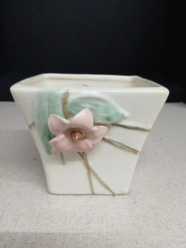 Vintage McCoy Pottery 1940s Blossom Time Dogwood Floral Planter Pink Flower Home