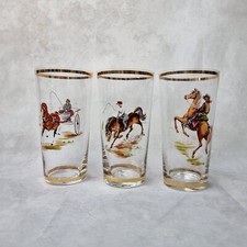 Lot 3 Verres Collection Équestres Chevaux - Hackney Shetland Palomino  Années 60
